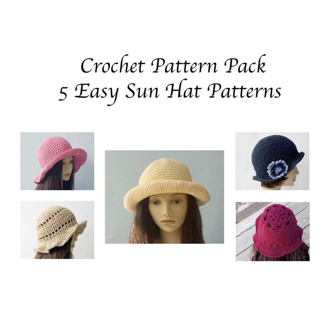 Crochet Sun Hat Patterns: Easy Cotton Summer Hats - 5 Pattern E-book ...