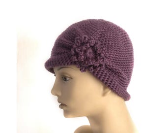 Soft Crochet Turban Hat with Flower,  Chemo Cap for Women, Custom