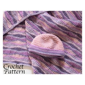 Baby Blanket and Hat Crochet Pattern, Baby Shower Gift, DK yarn