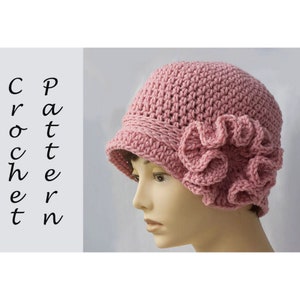 Cloche Hat Crochet Pattern,  1920's Flapper Hat with Flower,  Instant Download, Hat PDF Pattern, Easy Women's Hat