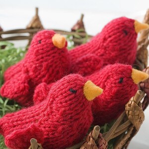 Red Cardinal Bird Toy, Knit Stuffed Animal, Waldorf Toy, image 1