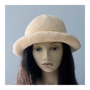 Hand Crochet Cotton Sun Hat, Wide Brimmed Hat