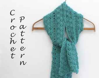 Easy Lace Scarf Crochet Pattern, Worsted Weight Yarn