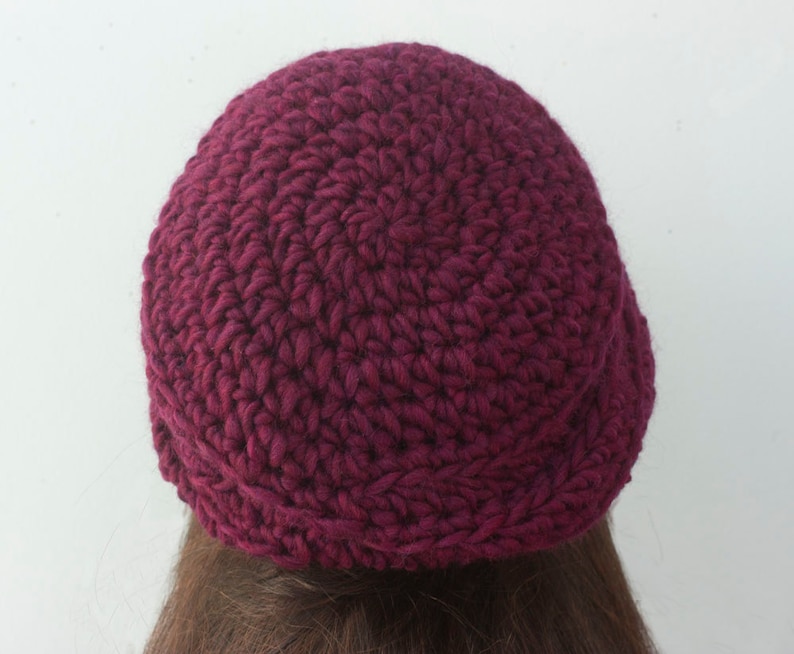 Easy Chunky Hat Crochet Pattern, Beret Crochet Pattern, Slouchy Beanie Pattern image 3