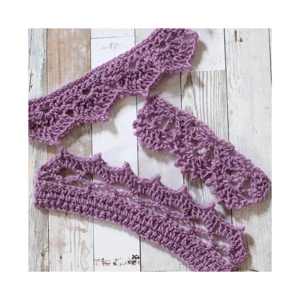 Crochet Pattern for Three Lace Edgings, Lacy Border