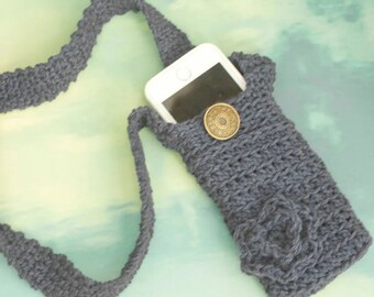 Hand Crochet Cotton CrossBody Bag, Small Purse