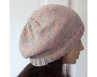 Chunky Soft Cotton Slouchy Beanie Hat, Hand Knit, Custom