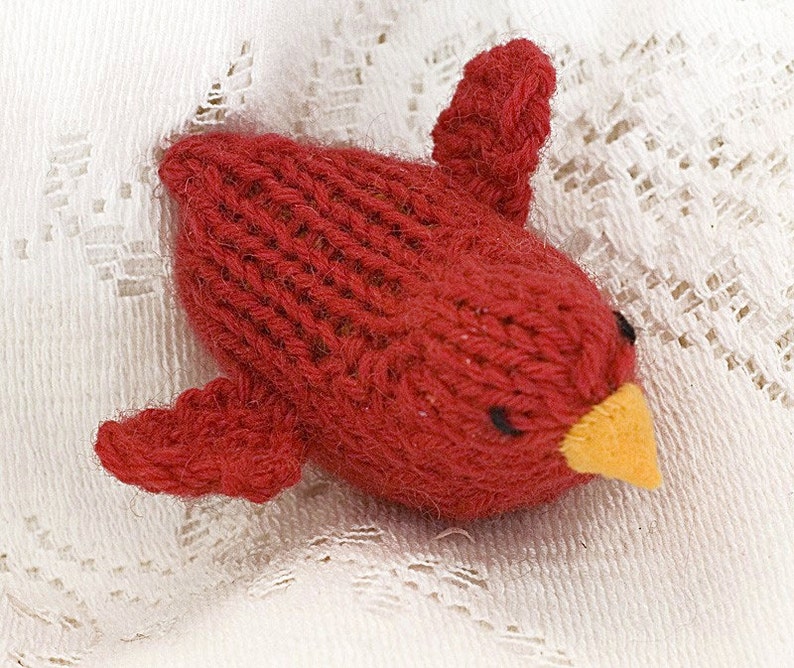 Red Cardinal Bird Toy, Knit Stuffed Animal, Waldorf Toy, image 5