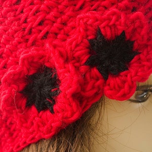 Red Poppy Flower Hat, Crochet Cloche Winter Hat, Women's Hat image 2