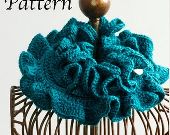 Boho Ruffle Scarf Crochet Pattern, Ruffle Collar Pattern, Neck Warmer Pattern, Caron Simply Soft Yarn