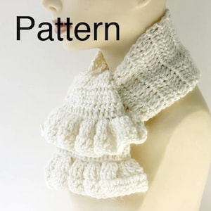 Easy Crochet Pattern for Ruffle Scarf,  Ascot Pattern