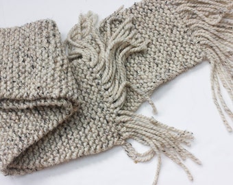 Mens Scarf, Winter Scarf, Mens Gift, Chunky Scarf,  Knit Scarf,  Long Scarf, Womans Scarf,  Beige Oatmeal Scarf