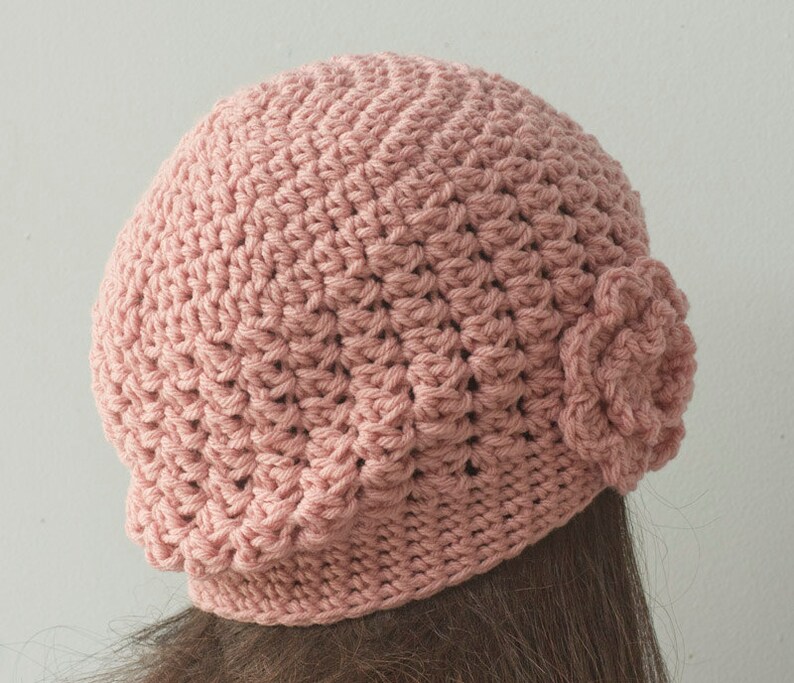 Easy Flower Hat Crochet Pattern, Slouchy Beanie Crochet Pattern, Worsted Yarn Pattern image 4