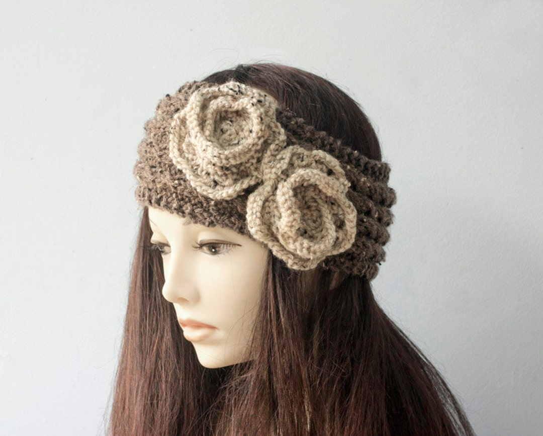 Knit Flower Headband Woman Ear Warmers Chose Colors Etsy