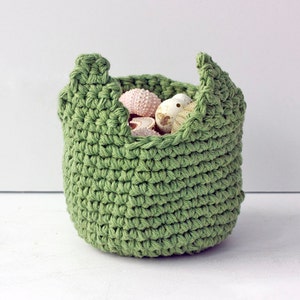 Kitty Basket, Small Basket, Cotton Kitty Cat Basket, Gift for Child, Crochet Basket image 2