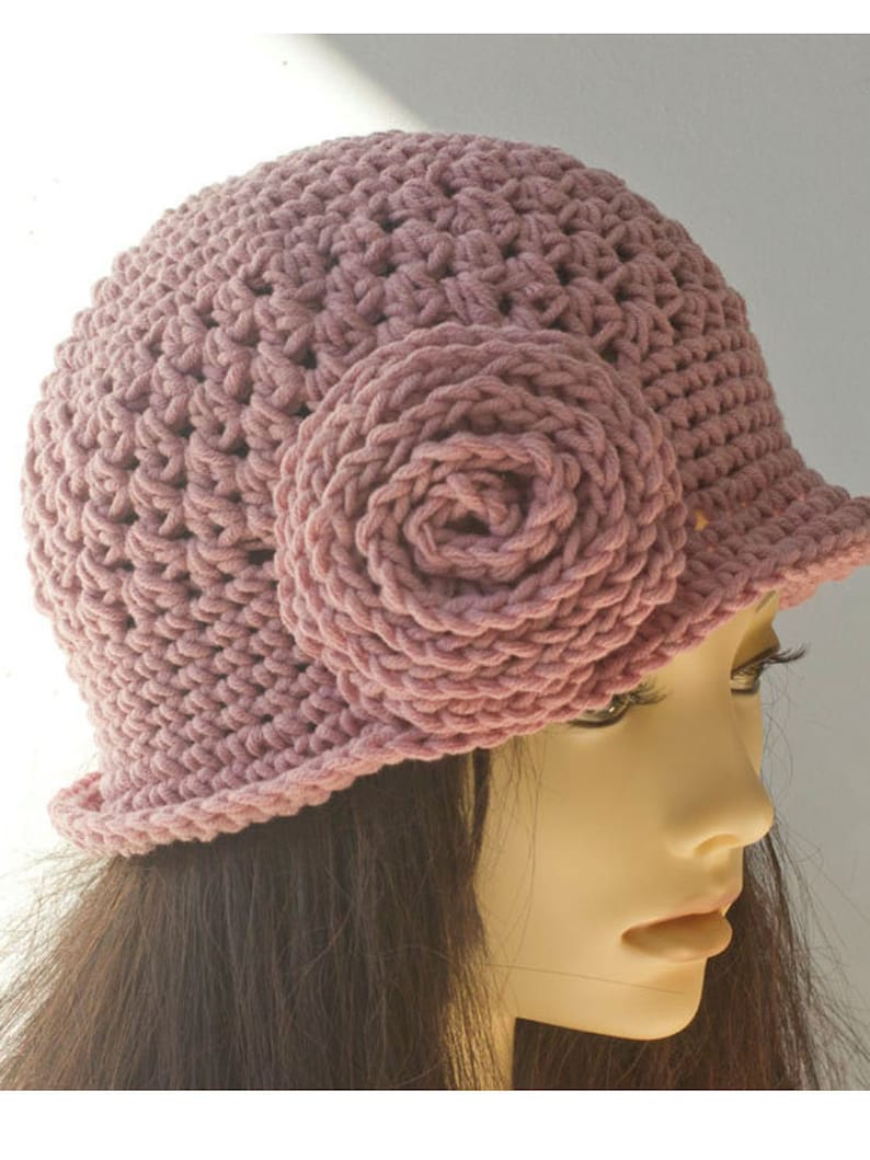 Flower Hat Crochet Pattern Instant Download Rose Flower Etsy