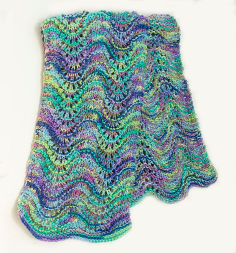 Easy Knitting Pattern Ripple Scarf Knitting Pattern Knit Etsy France