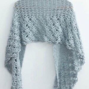 Blue Lace Shawl, Hand Crocheted Shawl, Soft Lace Wrap, Vegan Shawl, Evening Wrap image 6
