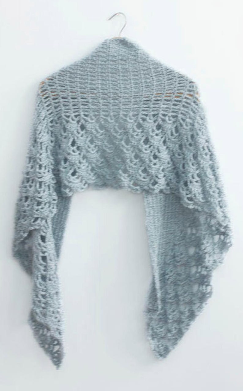 Blue Lace Shawl, Hand Crocheted Shawl, Soft Lace Wrap, Vegan Shawl, Evening Wrap image 6