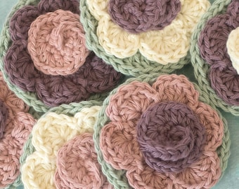 Soft Cotton Flower Face Scrubbies, Eco-Friendly, Reusable, Floral Bathroom Decor