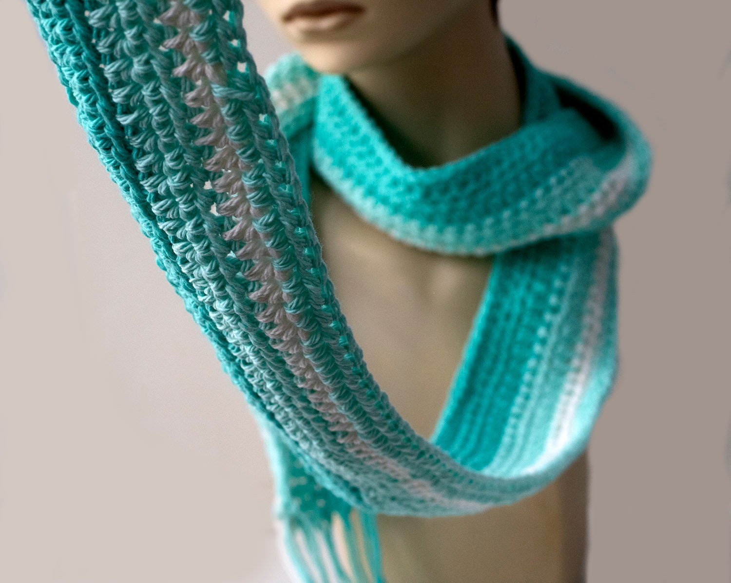 Cotton Skinny Scarf Crochet Long Scarf Light Weight Scarf Etsy