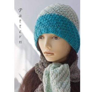 Slouchy Beanie and Scarf Knitting Pattern: Caron Cakes, Spiral Rib (Two PDF Patterns)
