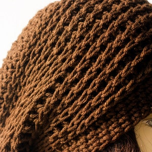 Easy Slouchy Beanie Crochet Pattern, Knit Look Crochet Hat Pattern image 3