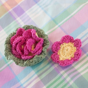 Flower Coasters in a Basket Easy Crochet Pattern for Cotton Yarn image 6