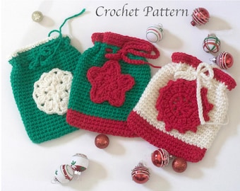 Easy Crochet Pattern for Christmas Gift Bags: Worsted Weight Yarn