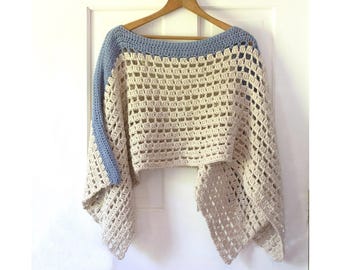 Soft Pure Cotton Boho Poncho: Hand Crochet Custom