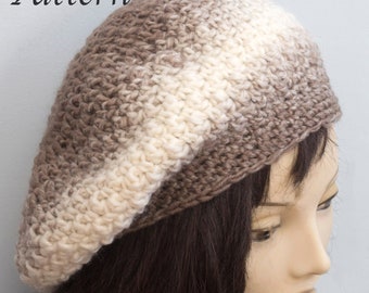 Easy Chunky Beret Crochet Pattern, Ombre Beret Pattern with Scarfie Yarn