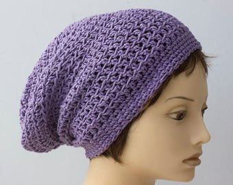 Cotton Slouchy Beanie, Chose Color, Crochet Hat, Woman, Man,  Light Weight Hat