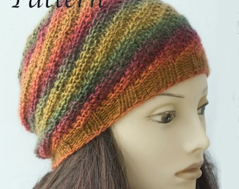 Knit Hat Pattern Women, Spriral Hat Knitting Pattern,  Knit Beanie PDF Pattern