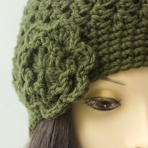 Easy Flower Hat Crochet Pattern, Slouchy Beanie Crochet Pattern, Worsted Yarn Pattern image 3