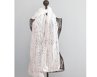 Easy Lace Scarf Crochet Pattern with Flower