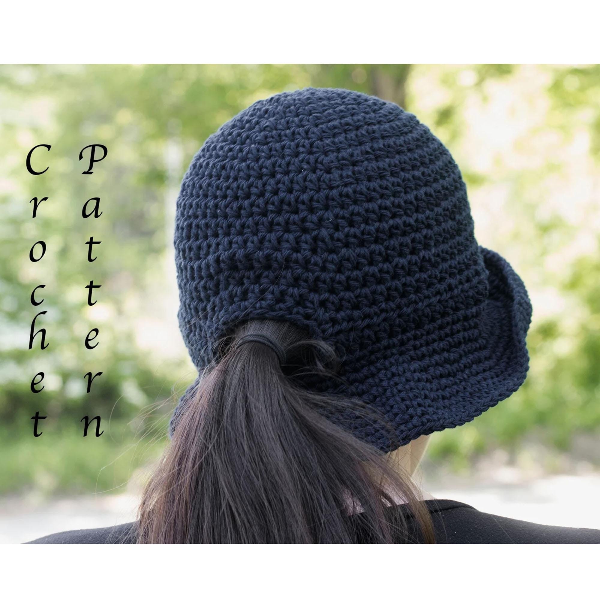 Easy Ponytail Bucket Hat Crochet Pattern for Cotton Yarn, Summer