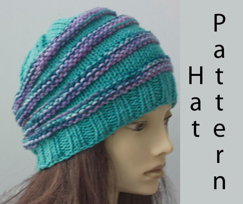 Easy Hat Knitting Pattern Knit Slouchy Beanie Hat Pattern Worsted Weight Yarn