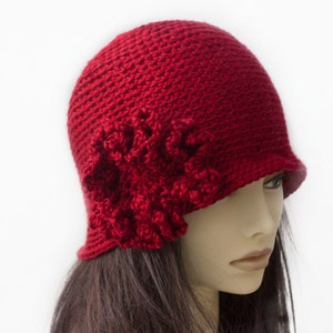 Flower Cloche Hat, Hand Crochet Flapper Custom