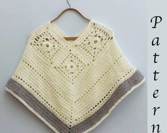 Poncho Crochet Pattern for Worsted Weight Yarn