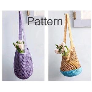 Two Market Tote Crochet Patterns:  Slouchy Bag Cotton Yarn