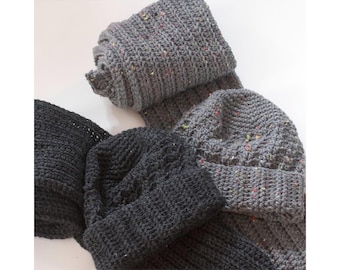 Gray Winter Hat Scarf Combo Set, Gray Tweed or Charcoal