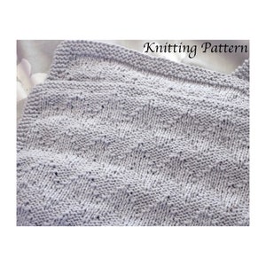 Easy Reversible Cotton Baby Blanket Knitting Pattern,  Baby Shower Gift