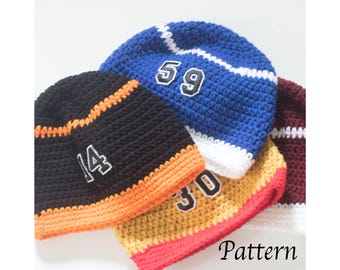 Easy Sport Team Beanie Hat with Number Crochet Pattern