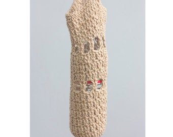 Crochet Cotton Water Bottle Holder, Cross Body Water Bottle Carrier, Custom, Chose Color