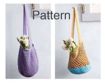 Two Market Tote Crochet Patterns, Shopping Bag Pattern, Slouchy Bag Patterns,  Crochet Market Bag Pattern,  Book Bag, Beach Bag