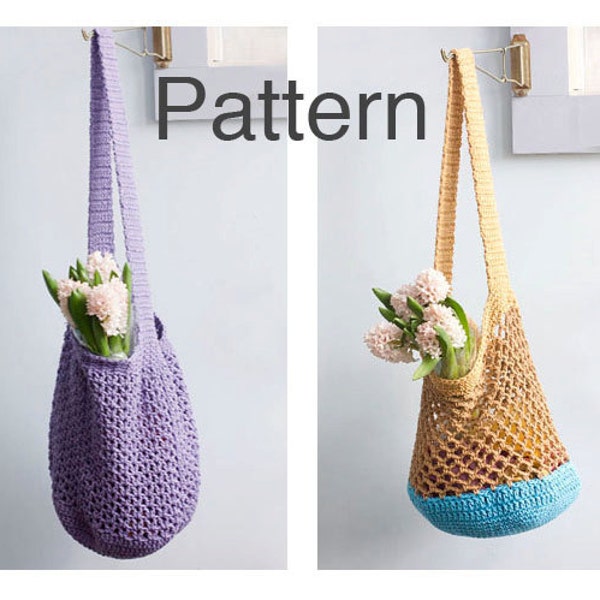 Dos patrones de crochet Market Tote, patrón de bolsa de compras, patrones de bolso holgado, patrón de bolsa de mercado de ganchillo, bolsa de libros, bolsa de playa