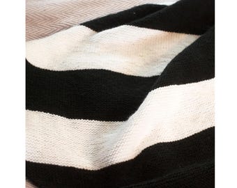 Knit Baby Blanket: Black and White Geometric Car Seat Blanket