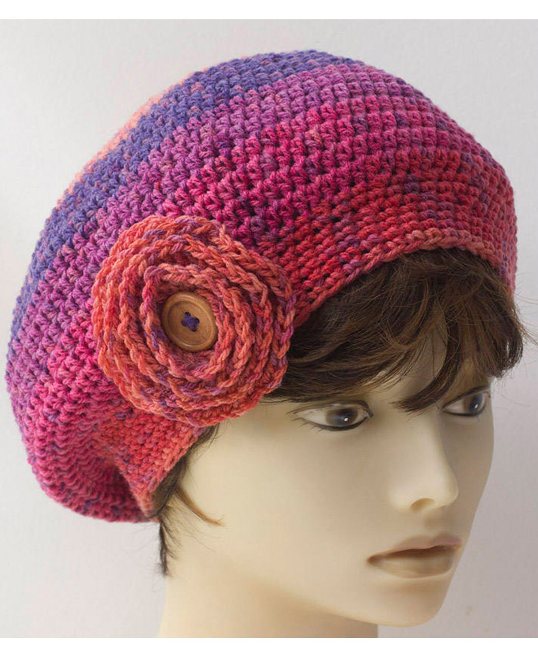 Easy Hat Crochet Pattern With Detachable Flower: Beret - Etsy display picture 1
