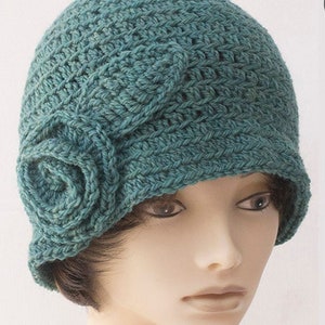 Flapper Cloche Hat Crochet Pattern, Flower and Leaf Hat Pattern, Instant Download, PDF Pattern image 8