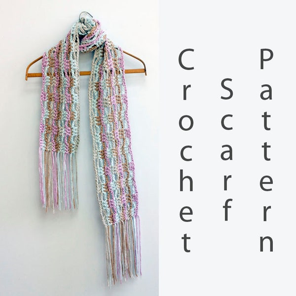 Quick Easy Scarf Crochet Pattern, Lacy Fringed Scarf PDF Pattern. Chunky Boho Scarf Pattern, Bulky Yarn